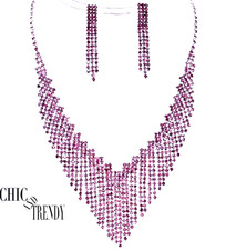 CLEARANCE PURPLE WATERFALL RHINESTONE CRYSTAL  WEDDING FORMAL JEWELRY SET**