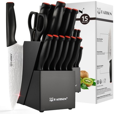 15-Piece Kitchen Knife Set With Carbon Steel Knife