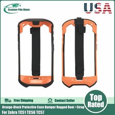 For Zebra TC51 TC56 TC57 Orange-Black Protective Case Bumper Rugged Boot Strap