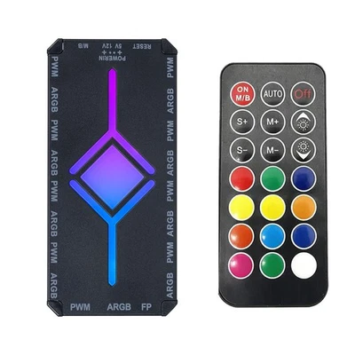 JUSTOP 9-Port ARGB LED Fan Control Hub Controller With Remote 4-Pin PWM 3-Pin Aura Sync