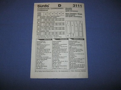 burda Schnittmuster, Gr. 36-46, Kombination, Nr. 3111 Neu! Ungeschnitten!