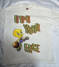 Vintage 1999 Looney Tunes Tweety Bird Sylvester Space Jam Youth M Shirt Rare