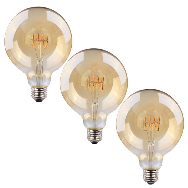 3 X MüLler-Licht Led Spiral Filament G125 Globe 4W = 25W E27 Exrtra Warm 2000K-image