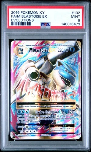 2016 POKEMON XY EVOLUTIONS #102 FULL ART/M BLASTOISE EX PSA 9