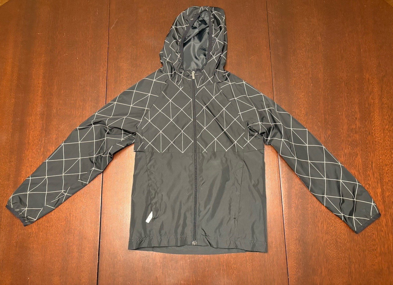 Kids All In Motion Rain Jacket Size M 8-10 Black Hooded Wate