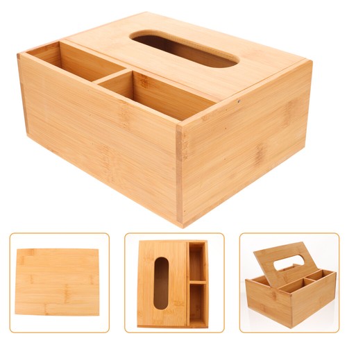 Caja de almacenamiento de madera escritorio pañuelos oficina dispensador facial soporte para el hogar - Imagen 11 de 12