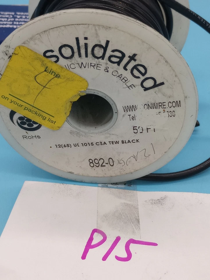 Consolidated 892-0 Hookup Electric Black Wire UL 1015 105°C 600V, EST 35 FT - Image 2 of 4