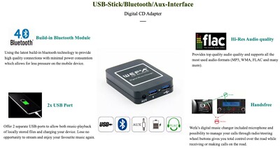 WEFA VW Polo Golf IV Bora Beetle Passat USB MP3 BT And Seat Skoda ISO Connectors