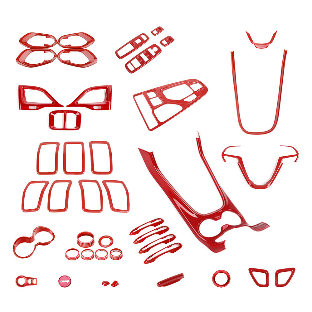 Fit For Jeep Cherokee 2019-2023 Red Full Decoration Panel Cover Trim Accessories