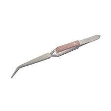 Titanium Curved Tip Tweezer 6-1/2" Long with Cross  Self Locking Reverse Action