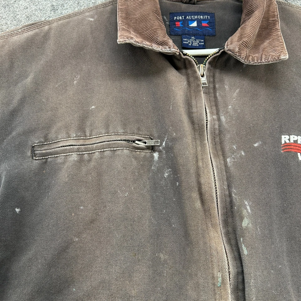 Chaqueta DE COLECCIÓN Detroit Para Hombres XL Negra Lona Ropa de Trabajo Desteñida por el Sol Envejecida Años 90 Foto 4 de 4