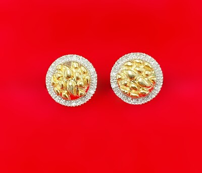10K Gold Natürliche Pave Diamanten Runde Nugget Ohrstecker 0,15 ct 8,80 mm