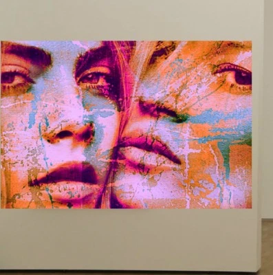 Motiv Moss vs. Cara XXL 150 x110 cm Silber Aluminium Pop Art/Bild/Gemälde/Druck - Bild 1 von 2