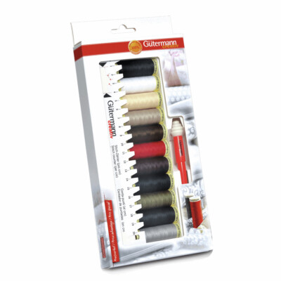 Gutermann Sew-All Nähgarn Set 11X100m & Handmessgerät & Nahtfix Mini 734578 