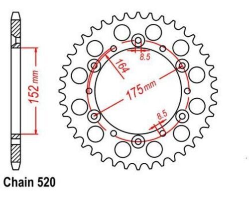 Roue a chaîne 47 dents élimine claquements chaîne 520 sur YAMAHA TT 600 RE 2004
