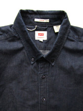 Levi's denim shirt men's stretch small dark blue l / sleeved button up LSHTA308