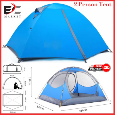 2 Person Camping Tent Double Layer Lightweight Waterproof Backpack Hiking Travel