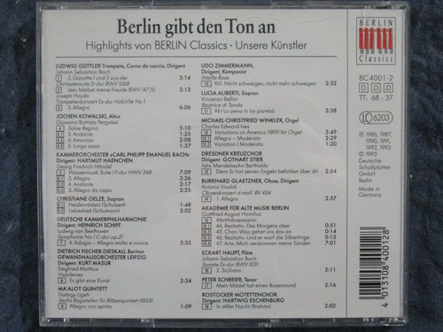 BERLIN GIBT DEN TON AN Highlights von BERLIN CLASSICS / CD 1993 DSB BC 4001-2 - Foto 2 di 2