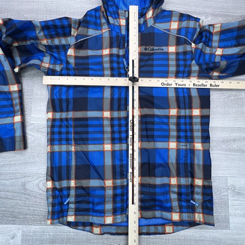 Columbia Windbreaker Jacket Hooded Raincoat Rain Mesh Zip Up Mesh Lined Plaid L - Picture 7 of 12