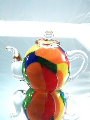 M Design Art Glass Hand Blown Millefiori Glass Teapot Paperweight [Misc.]