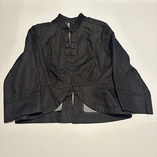 Womens Jacket Size L Button Front Cotton Blend Black