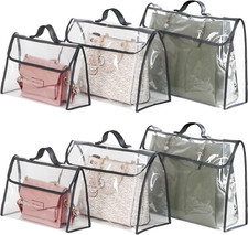6 Pack Dust Bags for Purses Handbags Clear Dust Covers Organizer Closet System