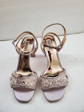 Badgley Mischka Tayten Floral Embellished High Heel Sandal GRAY SIZE 7