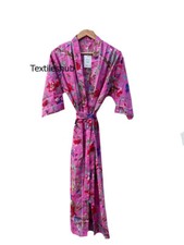 Women's Pink Nightwear, Sleepwear Kimono Robes Bird Print Maxi Gown Kimono Robes