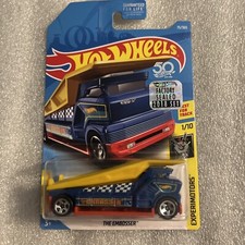 2018 Hot Wheels #75 Experimotors 1/10 THE EMBOSSER Blue/Red w/Chrome 5 SpokesB19