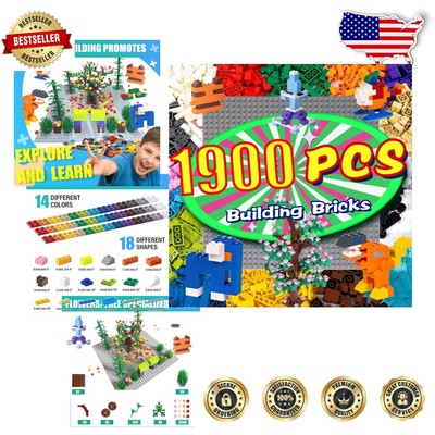 STEM Learning Toy: 1900 PCS Compatible Building Bricks with Floral Accessories