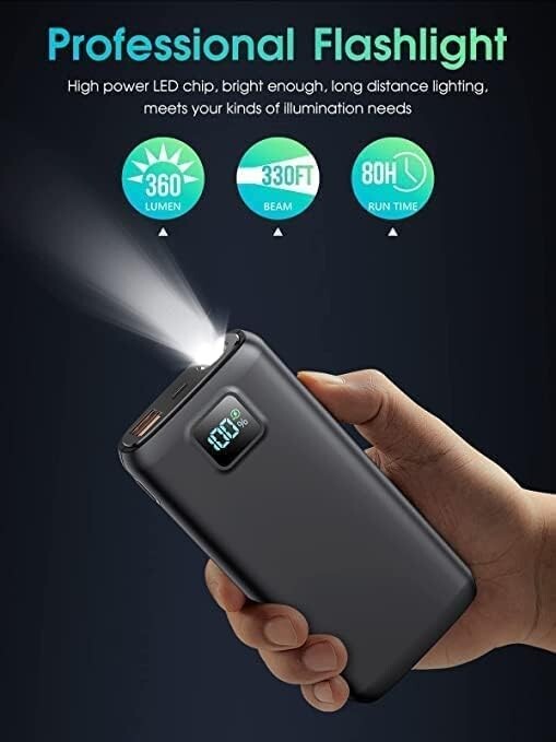 40000mAh Portable Power Bank with QC 4.0 PD 30W Fast Charging