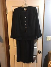 NWT NIGHT STUDIO BLACK JACKET W DIAMOND BUTTONS + BLACK SILK TALBOT PANTS SZ 10
