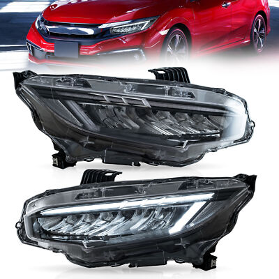 VLAND Headlights Head lamps DRL Set For Honda Civic 2016-21 w/ Startup Animation