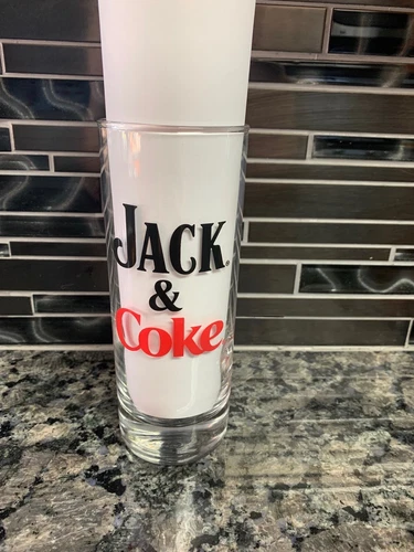 Vintage Jack & Coke Glass Jack Daniels Coca Cola 6" Free Ship EUC