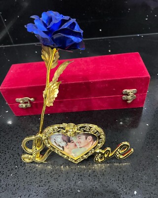 Galaxy Blue Folie Rose Künstliche Forever Blume Liebe Fotoständer Geschenk mit Box