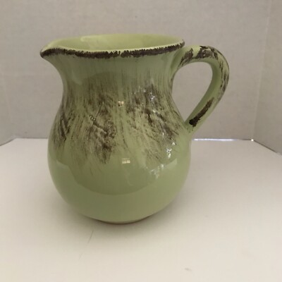 Terracotta De Silva Terre D'Umbria~Rustic Avocado Green Pitcher Made in Italy