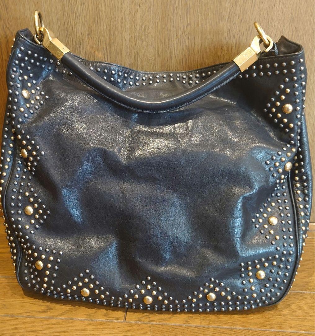 Borsa donna Yves Saint Laurent tracolla hobo bag nera oro pelle borchiata