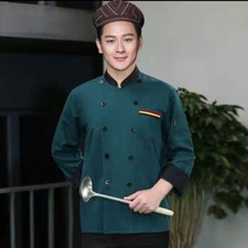 Restaurant Chef Jacket Short Long Sleeves W/pen Pockets Press Studs Unisex Tops