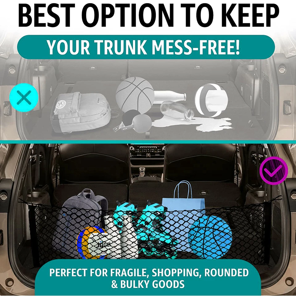 Red de carga de malla organizadores de maletero premium estilo sobre para Acura TLX 2015-2023 Foto 2 de 4