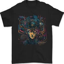 Futuristic Cyberpunk Girl Crypto Alien, Mens T-Shirt 100% Cotton
