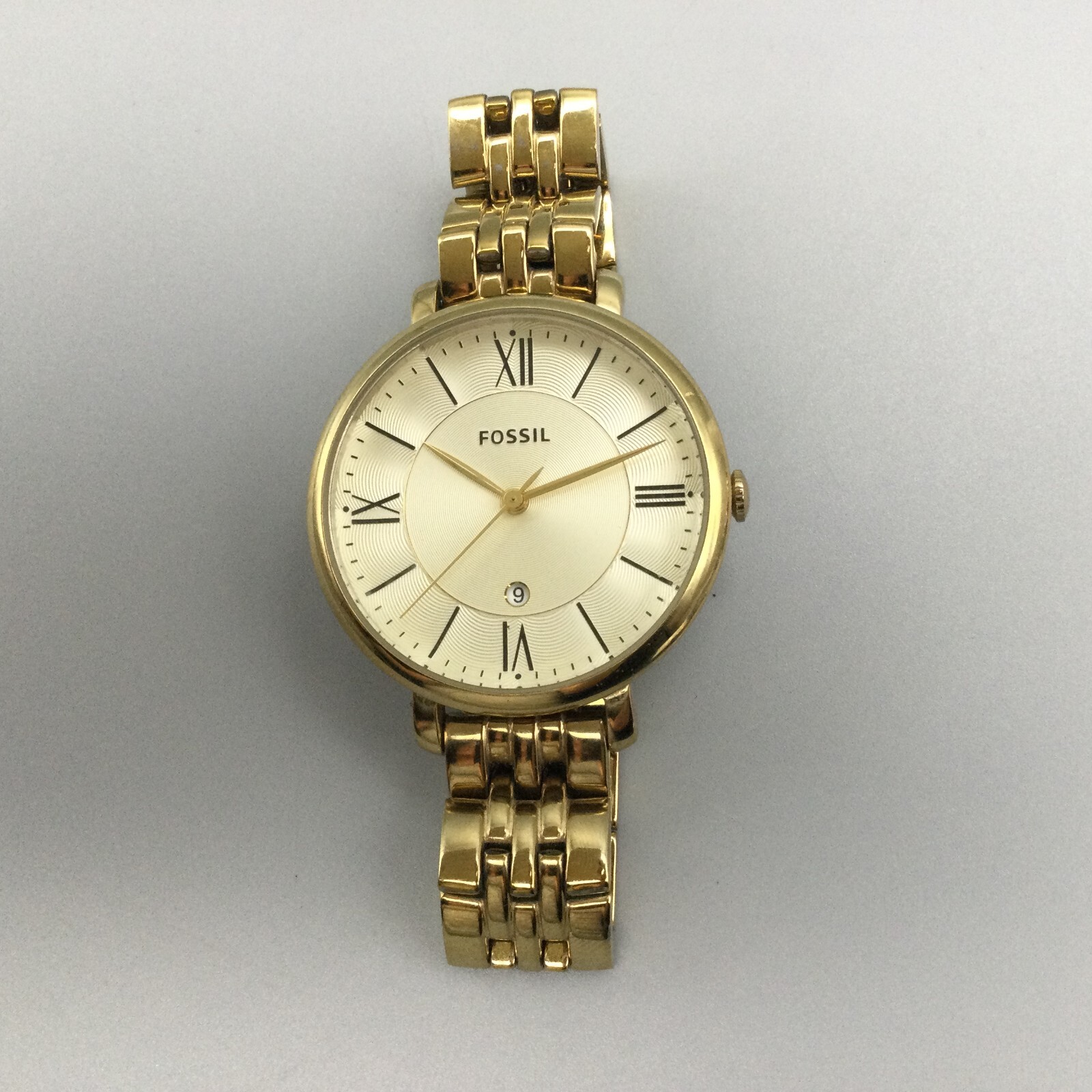 Fossil Jacqueline Watch Women Gold Tone Date Round ES3434 New Battery 5