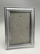 Silver Tone Beaded Picture Frame Tabletop or Wall Display Classic Deco
