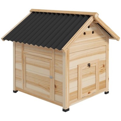 PawHut Entenhaus aus Holz mit Doppeltüren, Dach zum Öffnen, Lüftungslöcher, re
