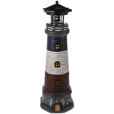 Solar Garden Lighthouse Decor, Resin Waterproof Solar-Powered Lighthouse Stat...