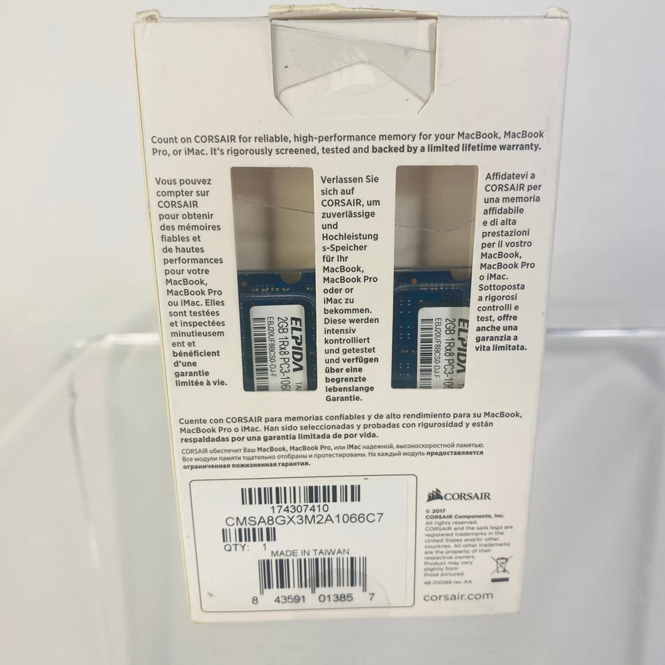 Corsair Mac Memory 8GB (2 x 4GB) PC3 8500 (DDR3-1066) Memory (CMSA8GX3M2A1066C7) - Image 2 of 2