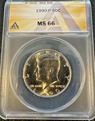 1990 50C John F. Kennedy Half Dollar - MS66 - ANACS
