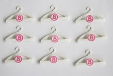 9 Barbie Doll White Pink B Hangers for Clothes Outfits
