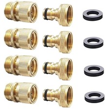 Quick Connect Garden Hose Fittings - 4 Brass Pieces