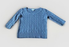 ANN TAYLOR LOFT Gray 3/4 Sleeve Cable Knit Crop Sweater Size M