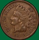 1909 Indian Head Cent Extremely Fine XF Coin #36084